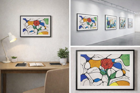 The Red Rose – Neurographic Floral Abstract