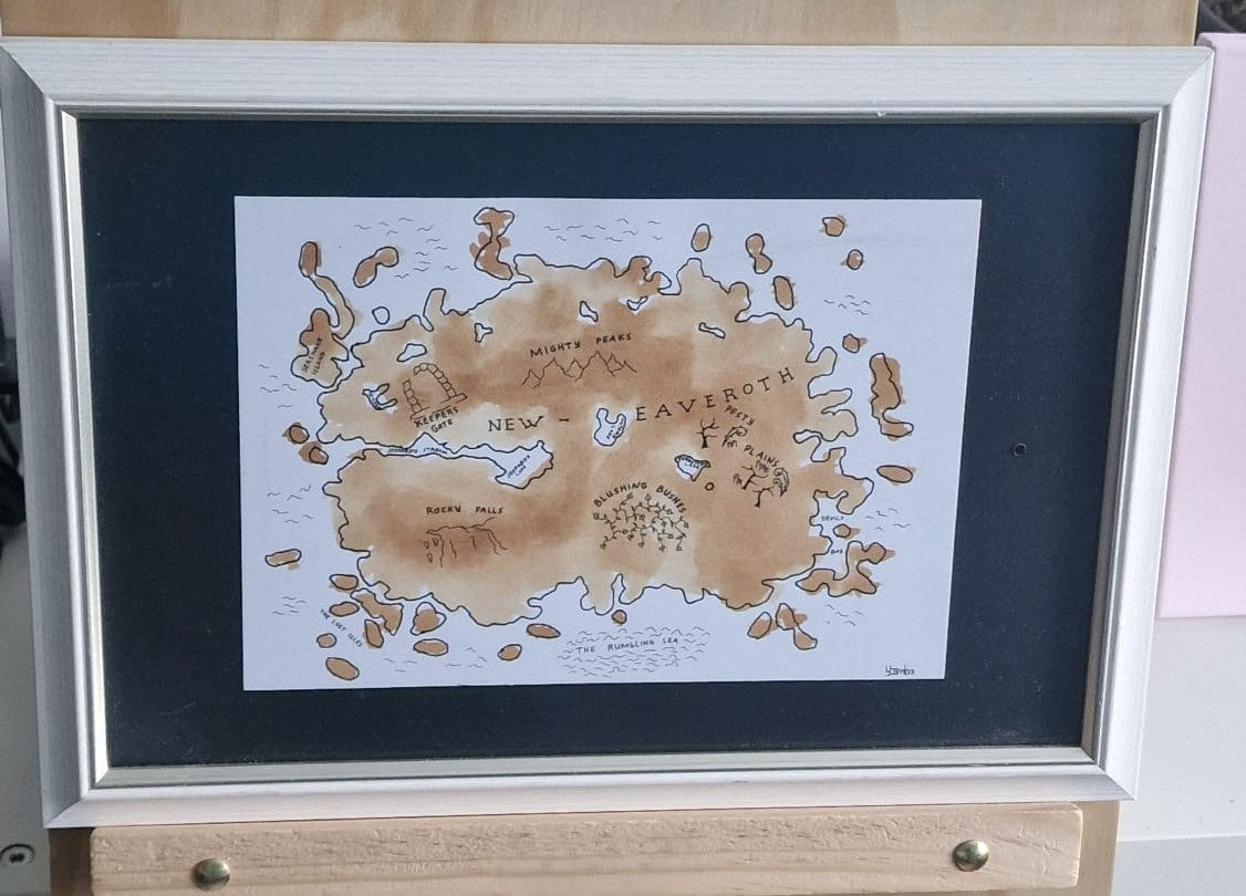The Realm of New-Eaveroth – Original A5 Hand-Drawn Fantasy Map