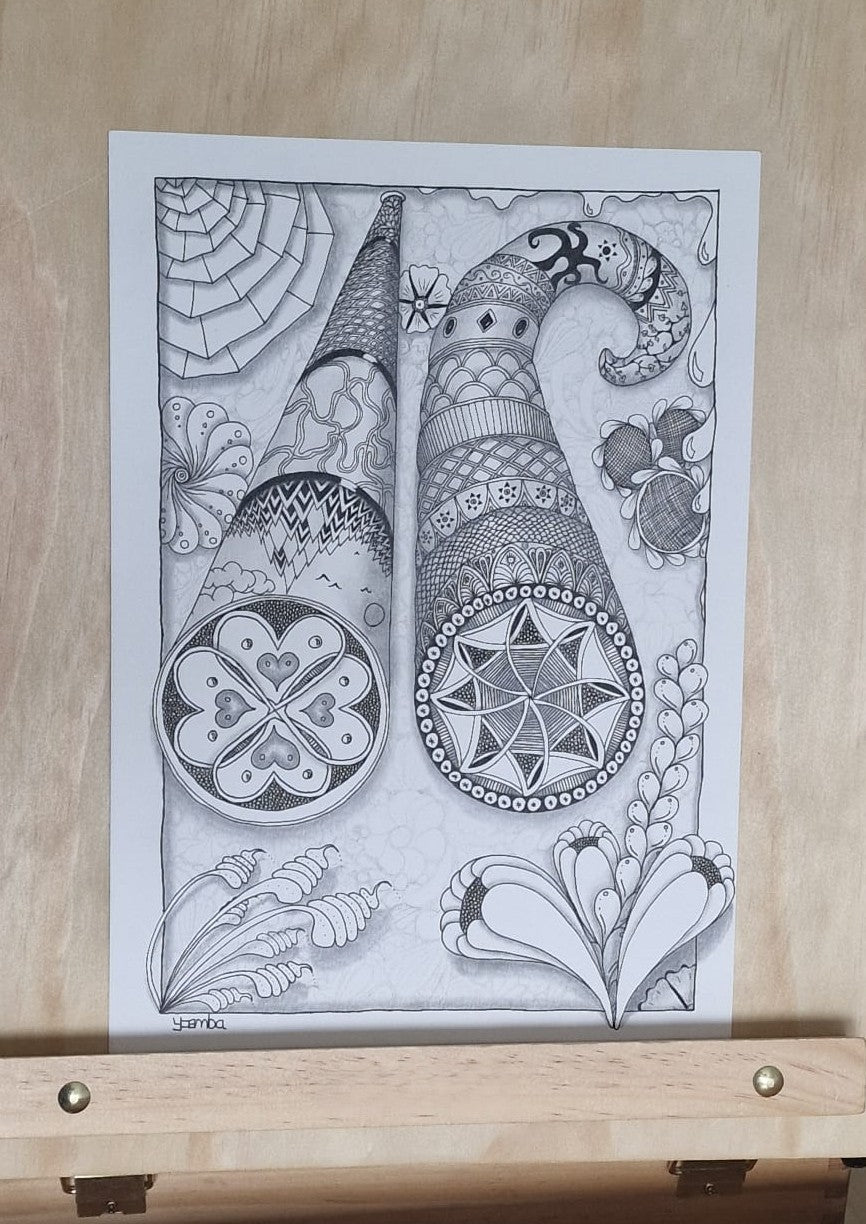 Geometric Horns – Original A4 Art Illustration