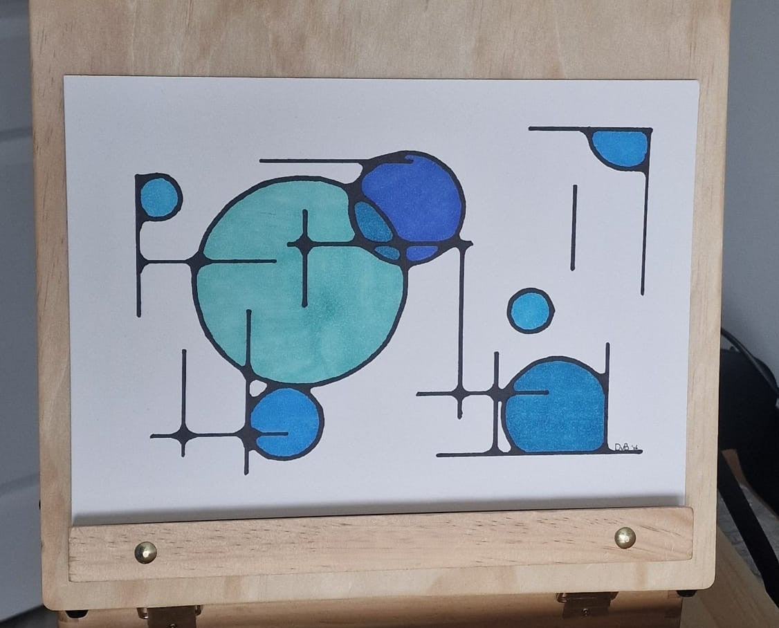 Azure Orbit – Original A4 Modern Art Illustration