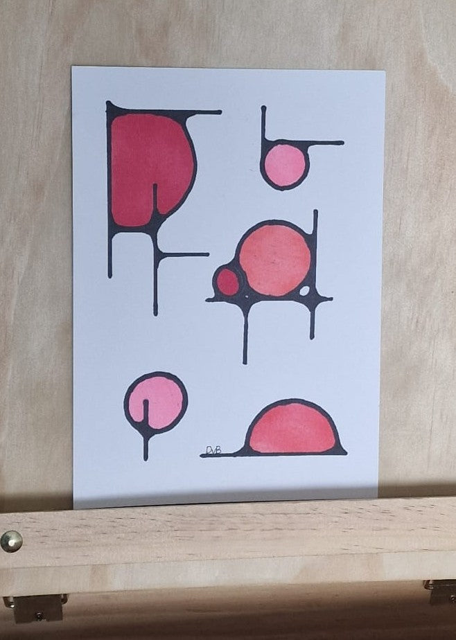 Crimson Flux – Original A4 Modernist Art Illustration