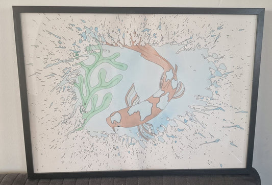Zen Motion – Original Koi Carp Ink & Watercolor Study