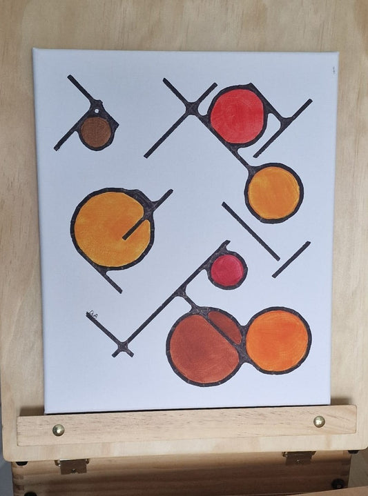 Geometric Orbit – Original 30x25 Acrylic Canvas Painting
