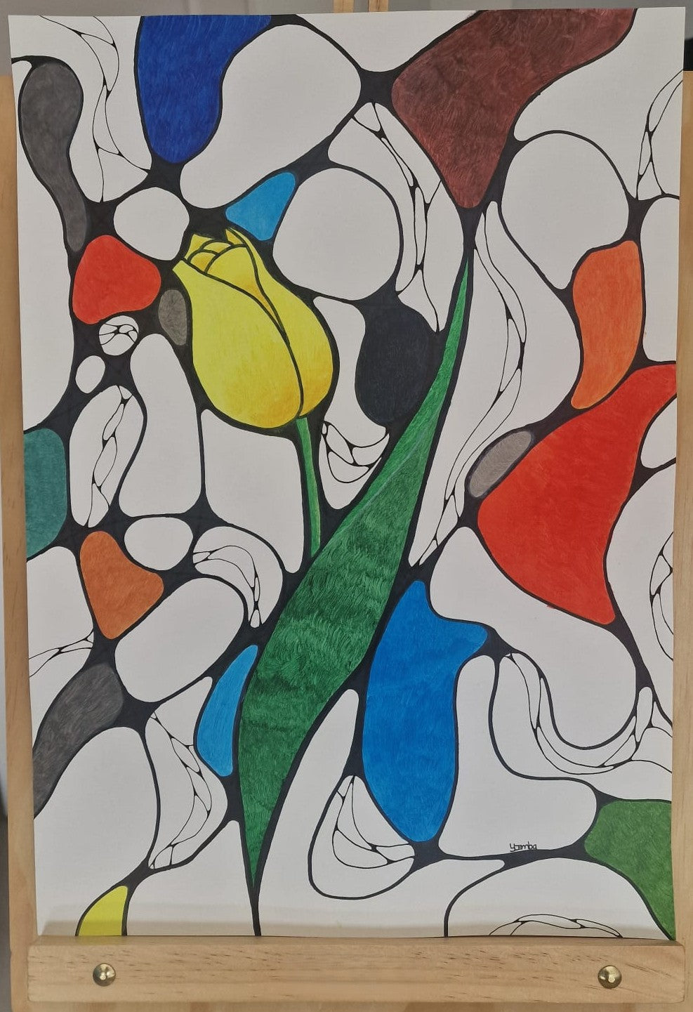 Golden Tulip – Neurographic Spring Abstraction