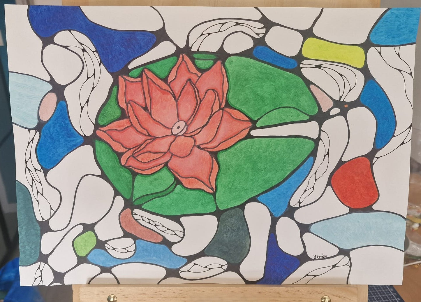 Serene Lotus – Neurographic Water Lily Study
