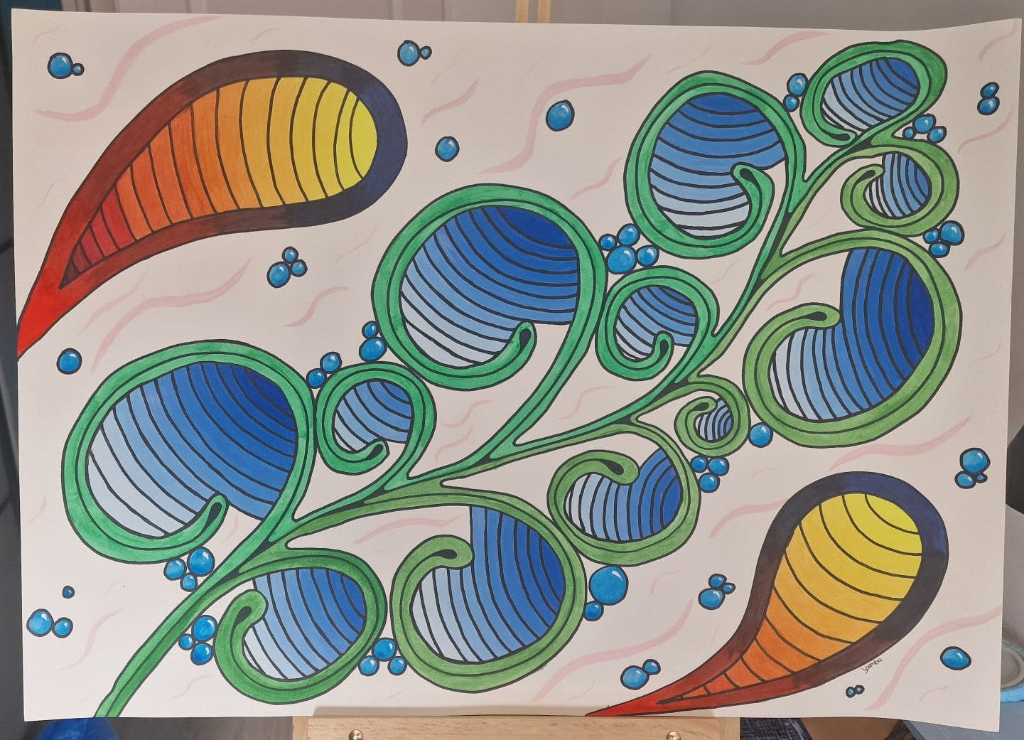 Vibrant Growth – Abstract Botanical Ink & Watercolor Study