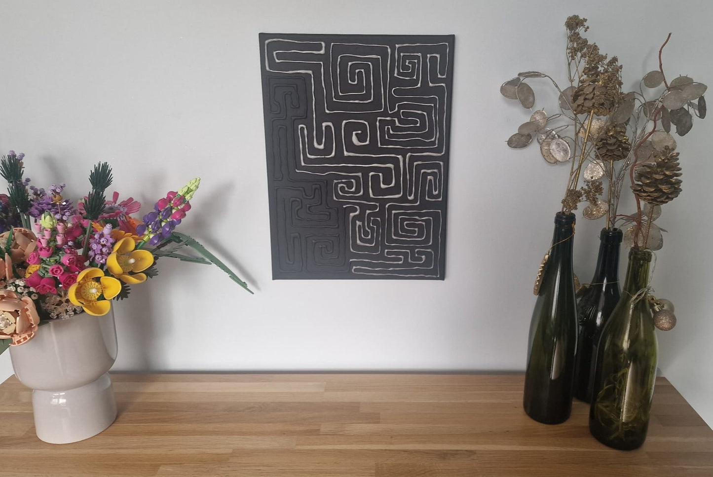 Silver Maze – Textured Abstract Canvas