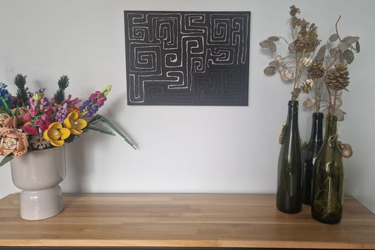 Silver Maze – Textured Abstract Canvas