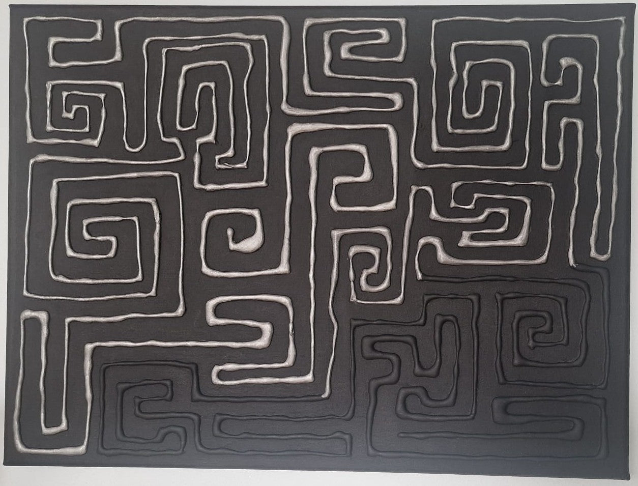 Silver Maze – Textured Abstract Canvas