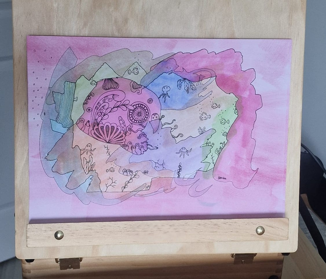 Ocean Whispers – Original A4 Art Aquatic Illustration