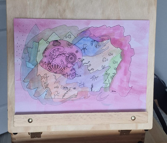 Ocean Whispers – Original A4 Art Aquatic Illustration