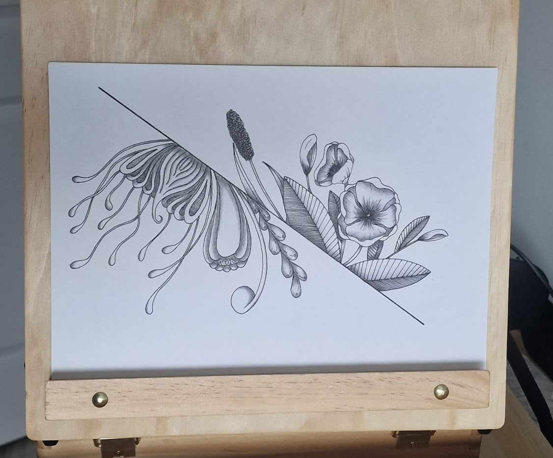Botanical Contrast – Original A4 Illustration