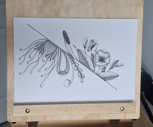 Botanical Contrast – Original A4 Illustration