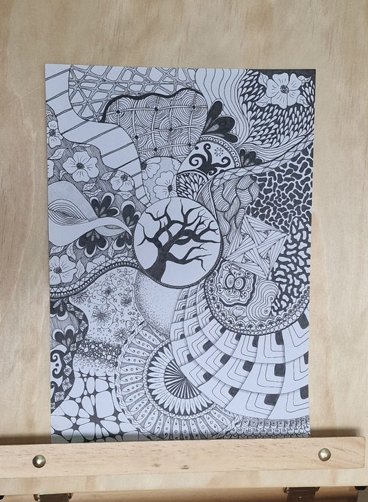 Roots of Geometry – Original A4 Black & White Art llustration