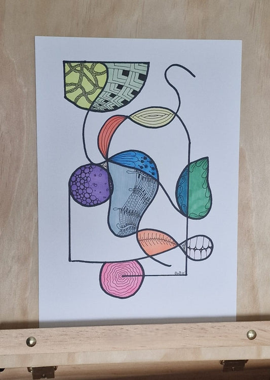 Geometric Flow – Original A4 Modern ArtIllustration