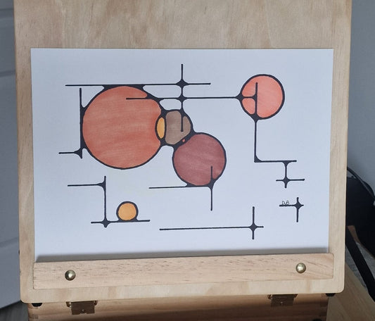 Terracotta Orbit – Original A4 Modern Art Illustration