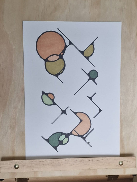 Earthy Synergy – Original A4 Modern Art Illustration