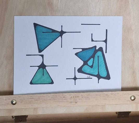 Teal Geometric Abstraction – Original A5 Modern Art Illustration